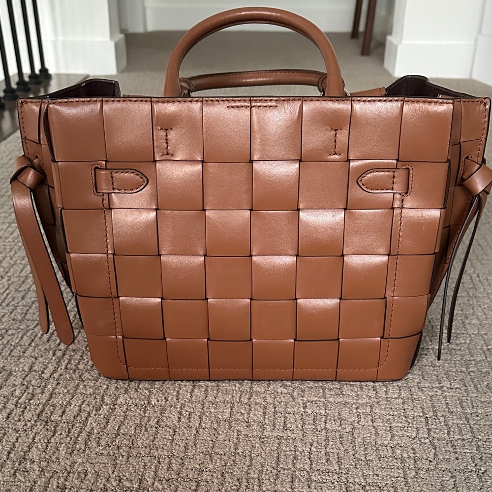 Michael Kors Woven Leather Satchel in Cognac Brown with Gold Hardware - Picture 12 of 12
